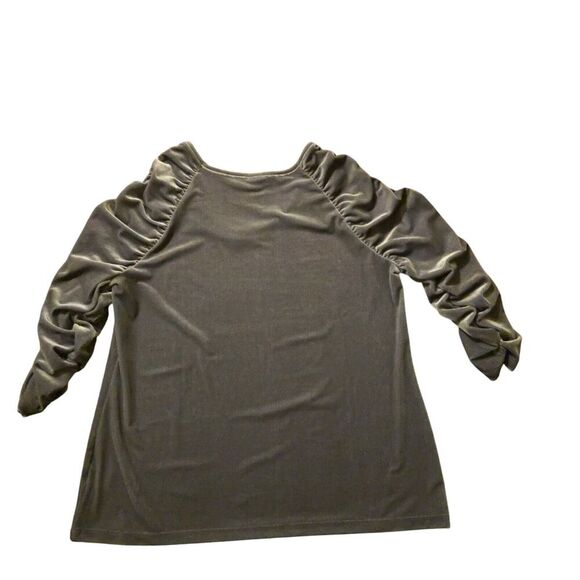Susan Graver  Large Gray Tunic Top Gray Liquid Knit Travel Shirt Dark Academia - Picture 2 of 7